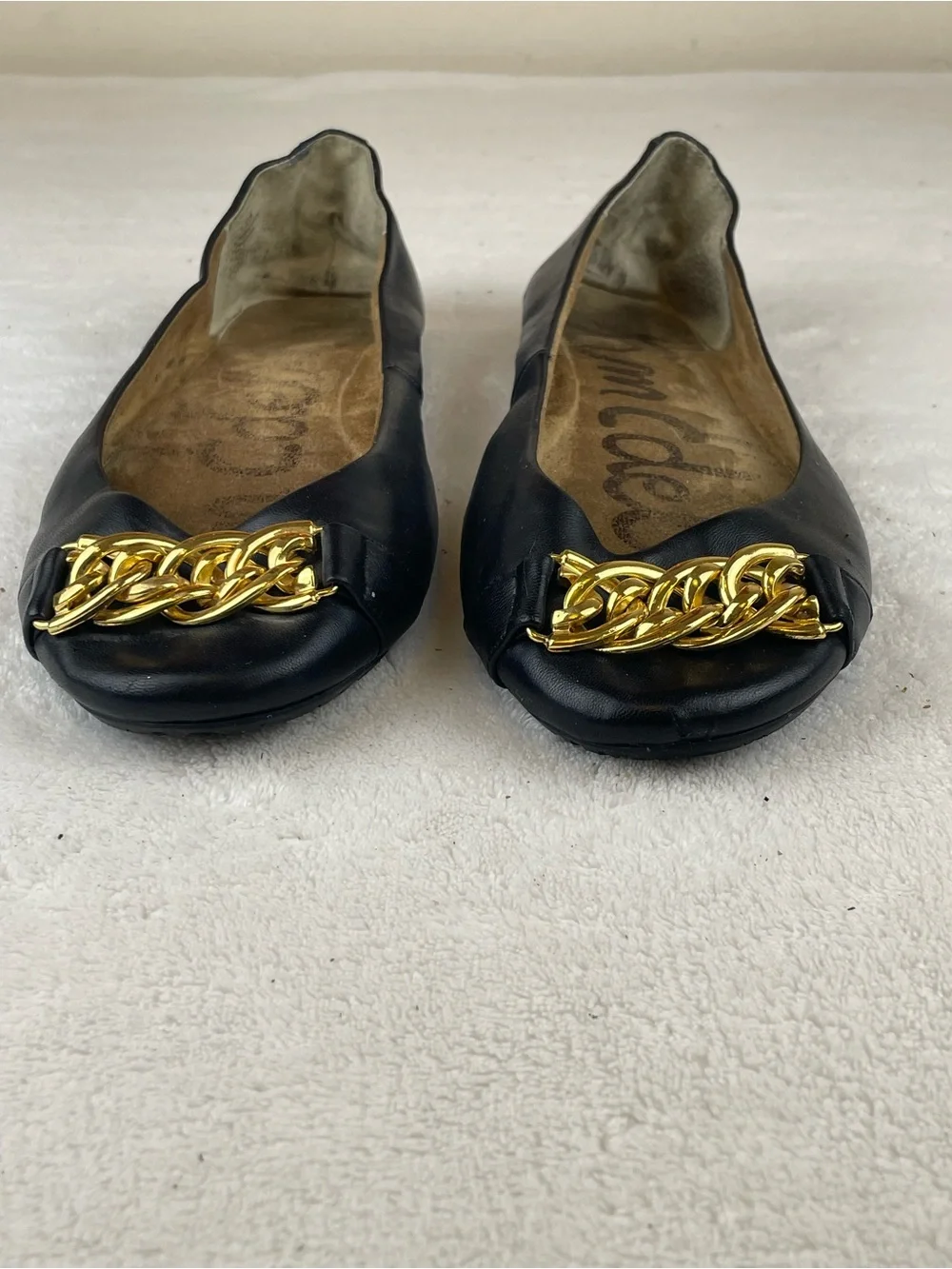Black Women's Chain-Accent Ballet Flats